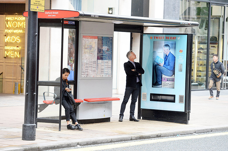 walkers crisps vending machine bus shelter